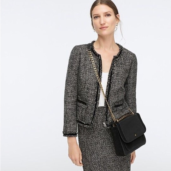 J.Crew Lady Jacket & Pencil Skirt Set In Sparkling Constellation Tweed Size 8 - Picture 1 of 15
